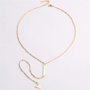 Bar and Triangle Arrow Tassel Dainty Necklace
